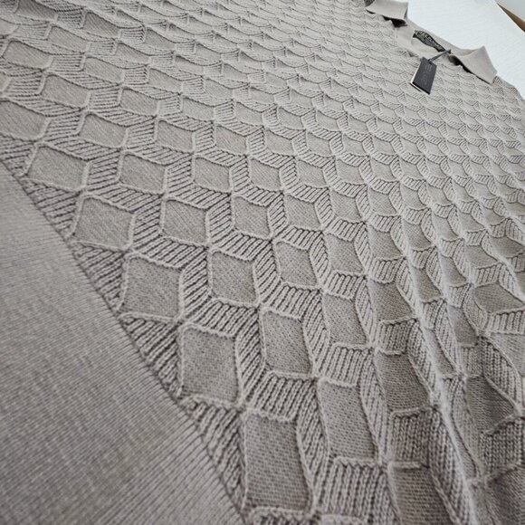Free Planet Knit Shirt Men's XL Taupe Geometric Pattern Short Sleeve NWT - Picture 2 of 15